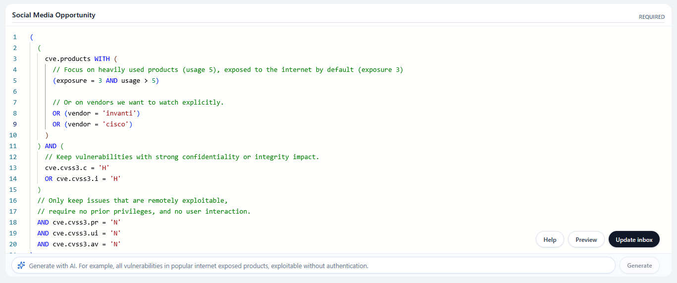 Volerion filter query editor