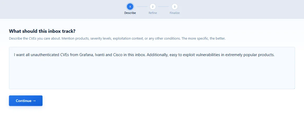 Example of inbox requirements