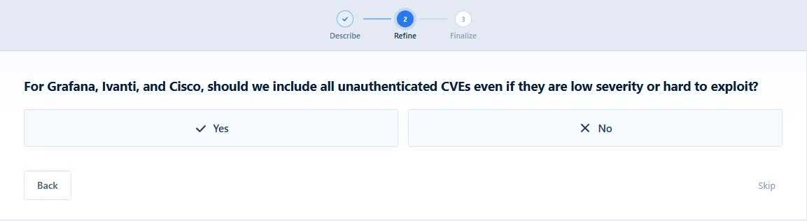 Example of a follow-up question to refine an inbox
